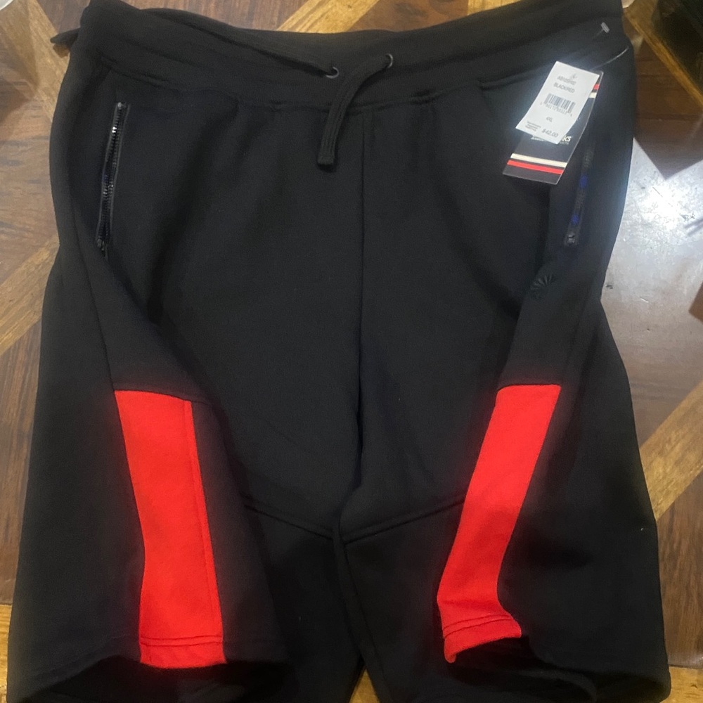 Akademiks Black Athletic Shorts with Red Panels